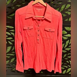 Eddie Bauer Women's Vibrant Orange/Red Shirt, Women's Large